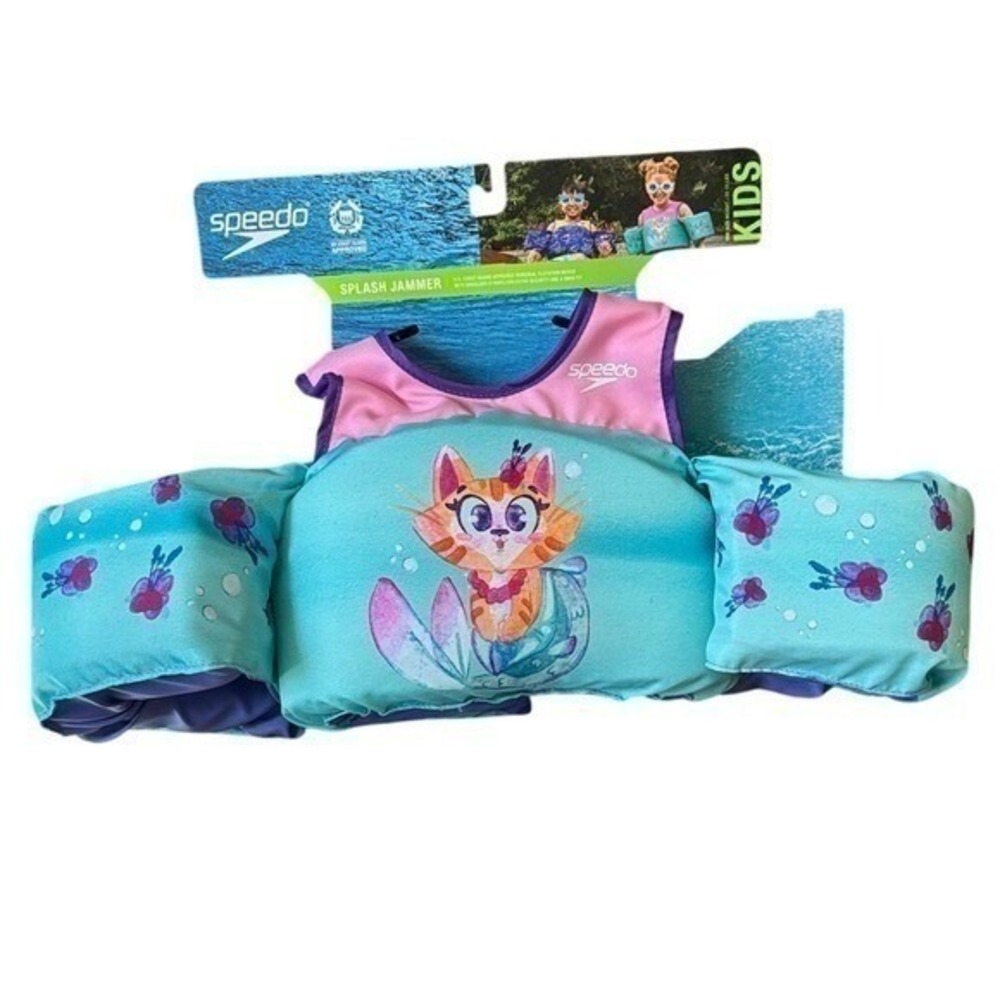 Speedo Puddle Jumper Life Jacket Vest Girls Kitty Cat Mermaid (33-55 lbs) NEW